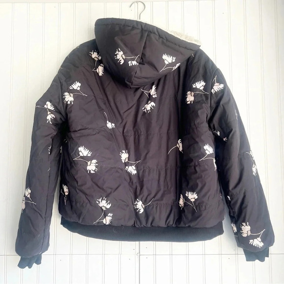 Anthropologie X Saltwater Size M Black Luxe Izzy Floral Puffer Jacket - Picture 5 of 7